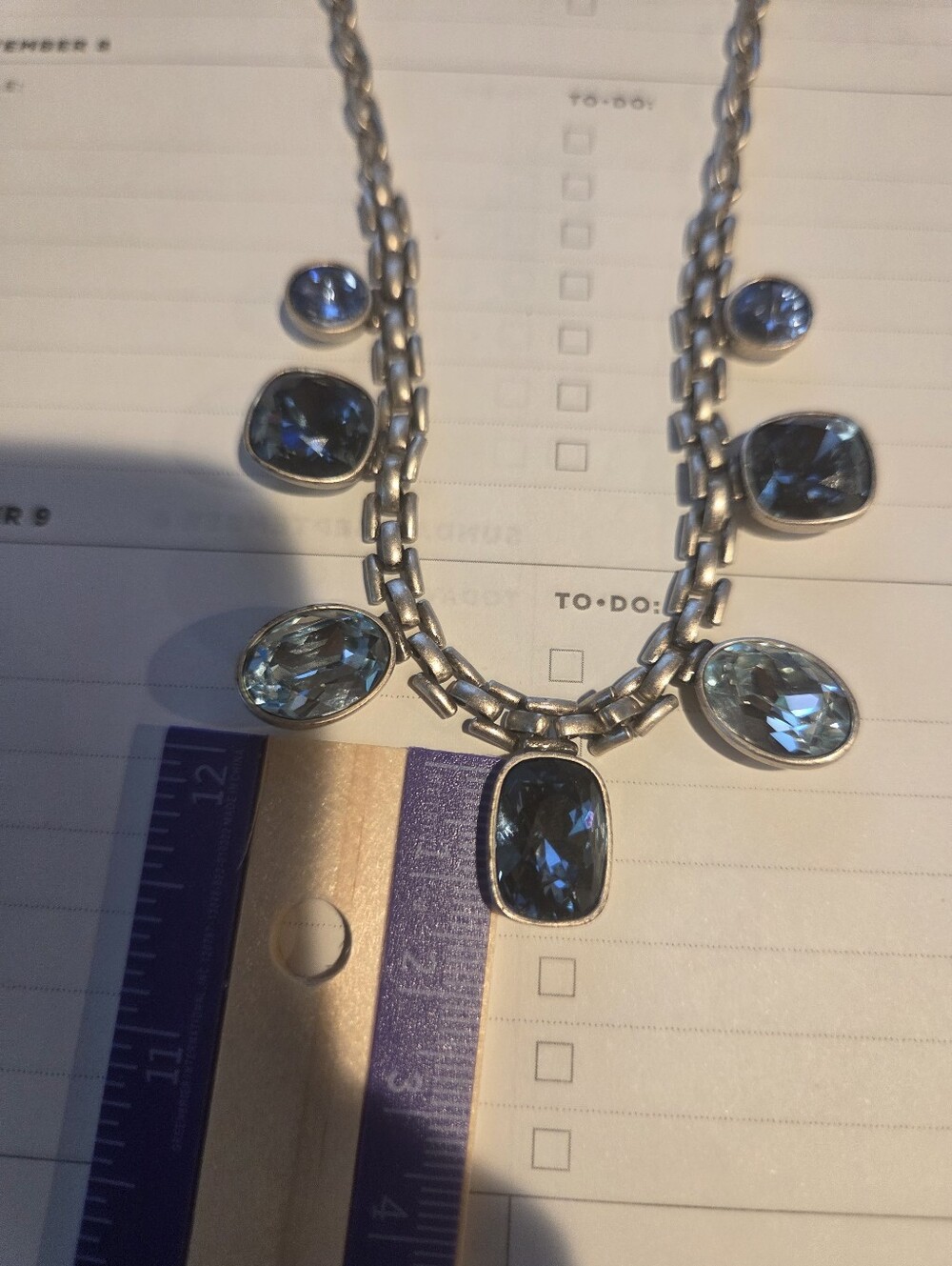 Touchstone Crystal Silver Necklace with Blue Accents - Picture 6 of 6